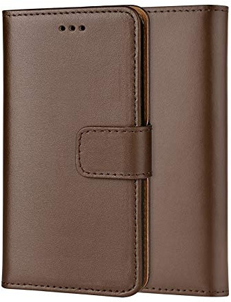 ameego MK-209 Bonded Leather Wallet Case Compatible with iPhone 5C, Slim Flip Book Case with Card Slots, Magnetic Closure & Kickstand (Brown)
