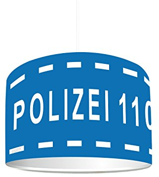 Kinderzimmer Lampenschirm POLIZEI KL62 | kinderleicht eine blaue Polizei Lampe erstellen | als Steh- oder Hängeleuchte/Deckenlampe | perfekt für Jungen und Mädchen | STIKKIPIX