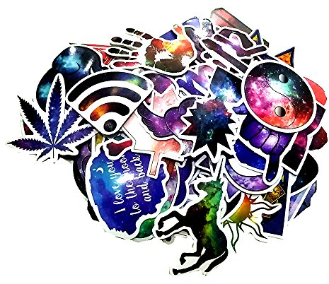 Galaxy Space Vintage Frieden Welt Graffiti Super Cool Aufkleber für Skateboard Snowboard Gepäck Fahrrad Laptop Koffer Möbel Auto Motorrad etc (100 Stücke)