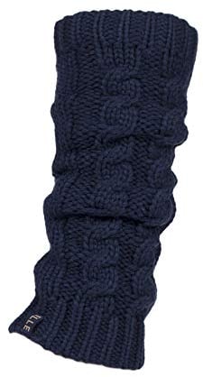 Elle Ladies 1 Pair Chunky Cable Knit Leg Warmers - Navy One Size
