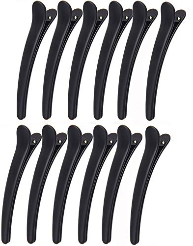 Amacoam Haarklammern Friseurbedarf Abteilklammern Friseur Haarspangen Damen Haarclips Kunststoff Haarspange Haarklammer Friseurbedarf Haar Combi Clip Spange Klammer Schwarz 12 Stück