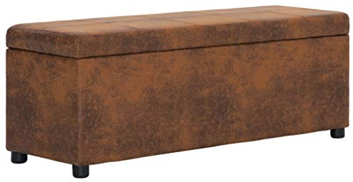 Festnight Aufbewahrungsbank Truhenbank | Sitzbank mit Stauraum Kunstleder | Bank mit Staufach 116 cm Braun Wildleder-Optik