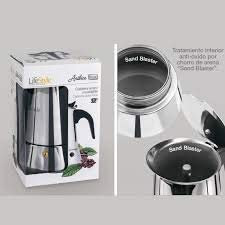 Livestyle cafetera Italiana 4 Tazas en Acero Inoxidable, Valida para Todas Las cocinas incluida Induccion