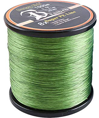 LSHEL Geflochtene Angelschnur 8fach 1000m PE Super Starke Geflochtene Schnüre, Armee-Grün, 1.0# 0.17mm/9.09kg/20lb