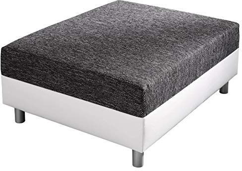 DELIFE Sofa-Hocker Clovis Weiss Schwarz B98 x T83 Strukturstoff Sitzhocker
