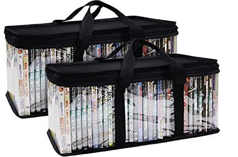 Handy Portable DVD/CD Storage Bags 2 Pack Holds 66 Total Movies or Video Games with Sturdy Carrying Handles Set (Set of 2)