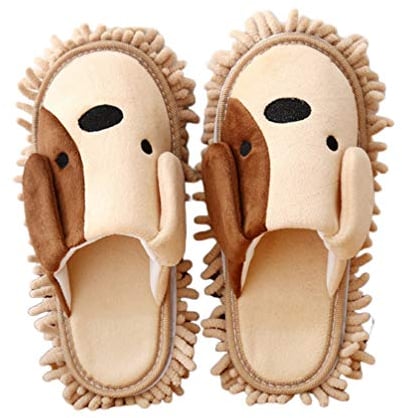 DOITOOL Mop Slippers : 1 Pair Cartoon Dog Microfiber Floor Cleaning Slippers Detachable Dusting Shoes for Office Home Room Mop Shoes Women