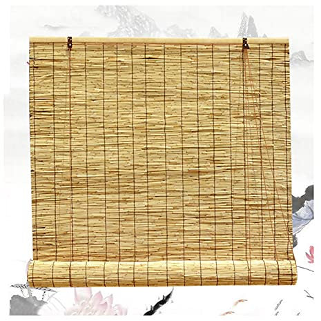 ASDQWER Balkon Sunshade Blackout Bambusrollo, Wanddekoration Partition Bambusrollo Blickdicht, Natürliche Schilfvorhänge Für Den Außenpavillon, Verschiedene Größen,140x200cm/55x79in
