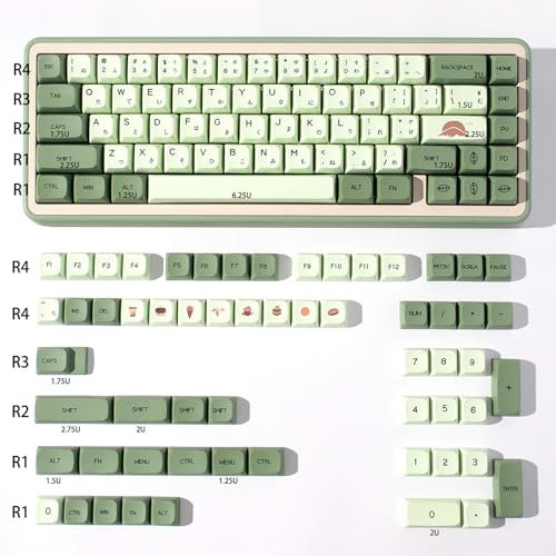 124 Tasten PBT Dye Sub Tastebkappen XDA Profil Japanische Matcha Keycaps Set Fit für 61/87/104/108 Cherry Mx Schalter Mechanische Tastatur