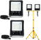 Froadp 2x200W LED Strahler mit Tripod-Ständer, Aluminiumgehäuse Arbeitsleuchte mit 3m Netzkabel und EU-Stecker, Blitzschutz Baustrahler, IP66 Wasserdichte LED Arbeitsscheinwerfer Set(Kaltweiß)