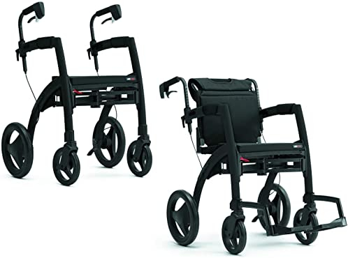 Rollz Motion2 - All in One Rollator & Rollstuhl - Größe und Farbe wählbar (Groß - Matt Schwarz)