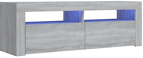 vidaXL TV Schrank mit LED-Leuchten Lowboard TV Möbel Tisch Board Sideboard Fernsehschrank Fernsehtisch HiFi-Schrank Grau Sonoma 120x35x40cm