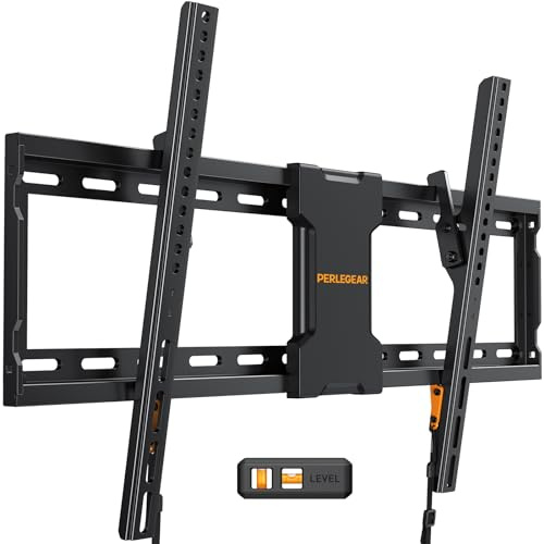 Perlegear UL Support mural inclinable pour TV de 37 à 82 jusqu'à 60 kg, support mural inclinable à profil bas pour téléviseurs plats ou incurvés, compatible avec clous de 24/18/16, VESA max 600 x