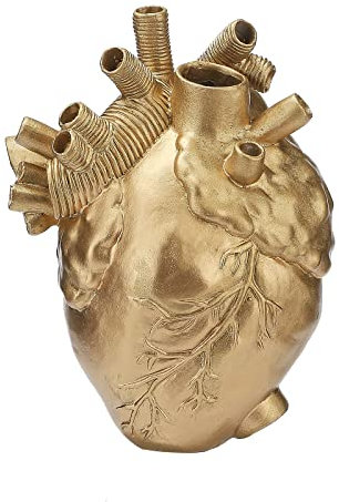 Ddewing Anatomische Herzvase für Blumen, Harzform, Vasen, Skulpturen, Desktop-Ornament, Zuhause, Regal, Tisch, Tafelaufsätze, Gold