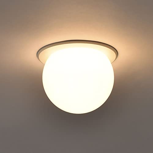 max K O M F O R T 4er SET Einbaustrahler mit Kugel-Lichtdiffusor inkl 3 Watt Leuchtmittel warmweiß IP20 GU10 Fassung weiß Einbauspot Deckenspot Rahmen Einbauleuchte