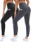 DDOBB 2er Pack Sport Leggings Damen High Waist Sportleggins Damen Lang Mit Taschen Gym Leggins Blickdicht Schwarz Sporthose Elastische Bauchweg Yogahose Fitness Laufhose(Schwarz+Dunkelgrau,L-XL)