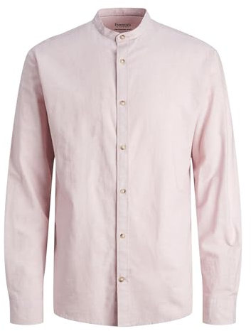 JACK & JONES Jjesummer Band Linen Shirt LS SN Pantaloni Chino, Rosa Nectar, M Uomo