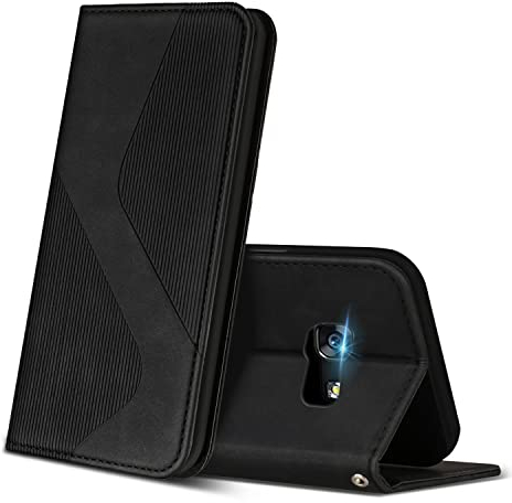 ZONNAVI Hülle für Samsung Galaxy A3 2017, PU Leder Handyhülle mit Kartenfächer und Standfunktion, Lederhülle Flip Wallet Case Schutzhülle für Samsung A3 2017 (Schwarz)