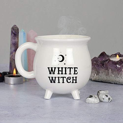 Goodhome TECH Island Coffee Mug, Cauldron Mugs, Tea Cups Prefect Presents for Birthday, Christmas, New Year, Gift Card Packaging, Dishwasher Safe (White Witch)
