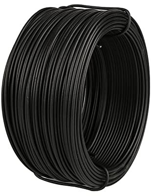 Angeer 1.2mm 110M Plastic Coated Garden Wire - Heavy-Duty Garden Twine for Climbing Plants,Flower Ties, Cable Wire Ties for Household Storage Bundling, Packaging & DIY (Black-Flat)