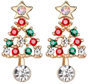 TOFBS Weihnachtliche Ohrringe aus Gold mit Swarovski-Kristallen – Festlicher Schmuck für Damen Perfekt für Weihnachtsfeiern und Festliche Anlässe