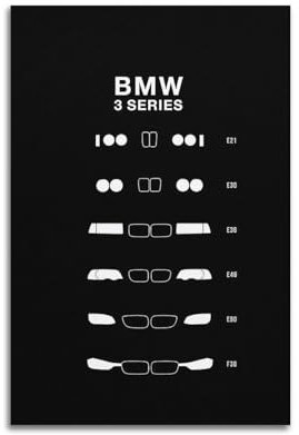 JLTC Sportwagen-Poster BMW 3er-Serie Kühlergrill & E21 E30 E36 E46 Poster Dekorative Malerei Leinwand Wandposter und Kunstdruck, modernes Familienschlafzimmer-Dekor-Poster, 30 x 45 cm