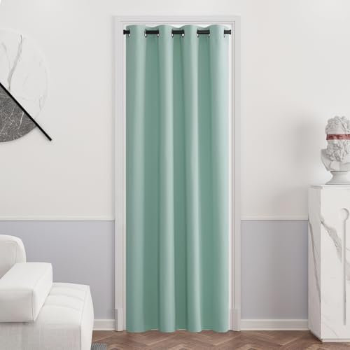 PONY DANCE Cortinas Aislantes Frio y Calor Cortina Opaca Termica Aislante con Ojales Blackout Curtains Cortina Ventana para Salon 1 Pieza, 140x240 CM (Ancho x Alto), Verde Claro