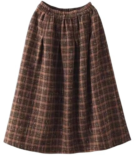 Gyios Rock Damen Plaid Verdickte Winterröcke Für Frauen Herbst High Tailled Long Woll Rock Frauen Elegante A-line-röcke-Kaffee-XXXL