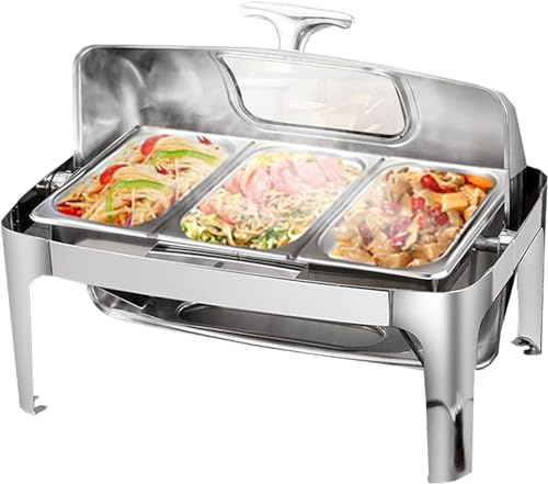 NEZIH Electric Buffet Server 3 Tray Hotplate Food Warmer Removable Sections Adjustable Temperature Thermostat Control With Warming Plate