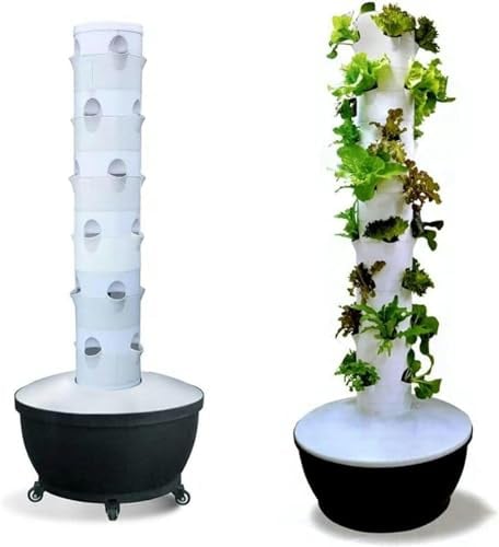 ABBNIA Hydroponischer Turm, 36 Pod Garden Hydroponic Growing System, Aeroponic Grow Kit Aquaponic Growing System für Kräuter, Obst und Gemüse/1 Stück