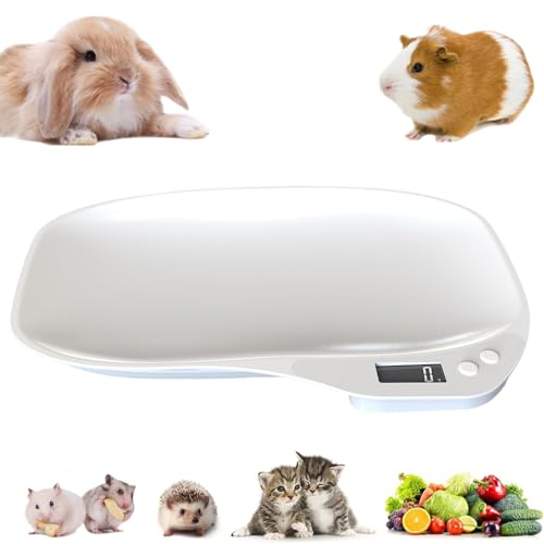 15kg Max kleine Haustierwaage für Katze und Hund, elektronische Welpenwaage Küchenwaage, Tablett tragbare digitale Waage für kleine Haustiere und Lebensmittel Kätzchen, Welpen, Hamsters