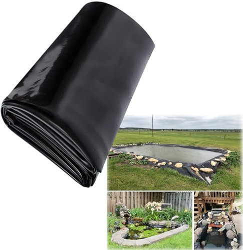 Yidelchon Teichfolien HDPE-Gartenplane, 0.2 Mm Dick, 1x1m 2x3m 4x5m 7x8m 9x12m Teichmembran Flexibilität Und Duktilität Für Wasserspiele Und Mehr, Sicher Für Fische Und Pflanzen(Size:7x9m)