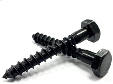 RADSO M8 Hex Head Coach Screws Wood Lag Bolt-Black Passivated-For Wood, Masonry/Brick, Concrete, Shelving, Wall Mounting, Fastening, Installation & other Indoor Projects (8mm x 50mm)-Pack of 10