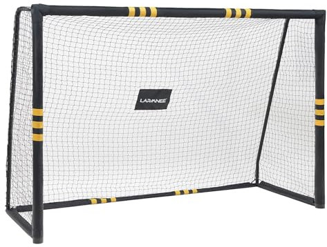 LARMNEE 240 cm Fussballtor, Fußballtor für Kinder und Erwachsene, mit Schaumstoffschutz, wetterfest, PE-Netz, Oxford-Stoffbezug, für den Innen- und Außenbereich, Schwarz EBB240FG02