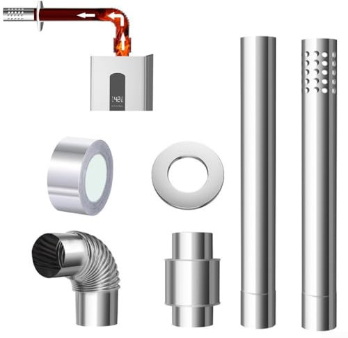 Kit per tubo della canna fumaria, in acciaio inox, scaldabagno a gas, con valvola di ritegno e copertura decorativa per fai da te
