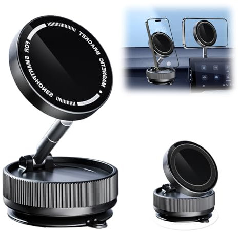 Thoquene Magnetic Phone Holder Car Mount, 360°Rotation Faltbarer Handy Magnethalterung Auto für Magsafe, Universal Vacuum Suction Handyhalter Magnet für Alle Smartphones