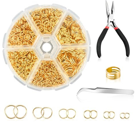 1050 Stück Biegeringe,Schmuckherstellung Ringe Gold 3-8 mm,Spaltringe Schmuckherstellung, Metall Sprungringe Set,DIY Jump Ringe für Halskette Armbänder