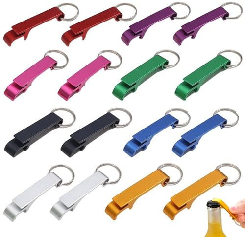 banjiabb 16 Stück Flaschenöffner Schlüsselanhänger, Aluminium Bierflaschenöffner, 8 Leuchtende Farben Oder Für Den Eigengebrauch