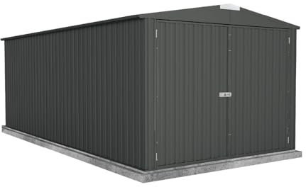 Forest Style - Garaje de Acero Melton XL 17,6 m² (3,10 x 6,06 x 2,30 m) – Acero Zincalume Galvanizado – Resistente a la Corrosión – Techo a Doble Vertiente – Diseño Moderno en Gris Antracita