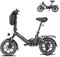 Bodywel T16 Mini E Bike 14/16 Zoll Elektrofahrrad 250W 36V/10.4AH/7.8Ah Akku mit APP Funk für Herren Damen,Reichweite Max 45 km (Schwarz+Rückpacktrager)