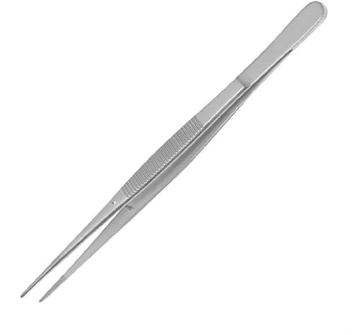 Japanese Knife Company Japanese Tweezers STR Matt - 150mm, Silver | Straight profile provides precise handling and a secure grip, ensuring effortless accuracy during detailed plating tasks.