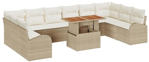 vidaXL Garten-Sofa-Set 11 STK. Beige Poly Rattan