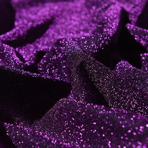 WANYI Tüllstoff Meterware 1M x 1.5M Glitzerstoff Glitzer Stoffe zum Nähen Dekostoff Hintergrund für DIY Bekleidung Fotowand Dekoration(Violett)