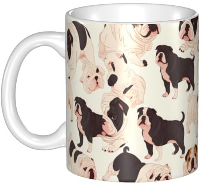 Gpkgsigt Bulldog inglesi Stampa tazza di ceramica Tazze per cappuccino, latte, cereali, yogurt, latte, bevande calde o fredde Forno a microonde