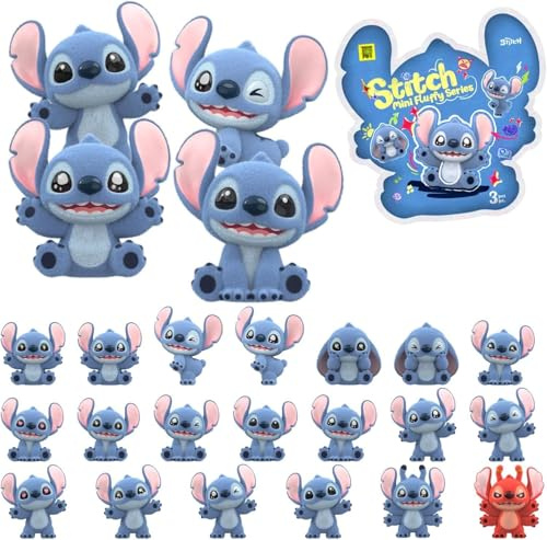 MINISO Disney Stitch Lot de 3 mini figurines floquées à l'intérieur), 5,1 cm Kawaii Blind Box Jouets de collection, joli cadeau d'amitié pour filles, garçons, petite amie