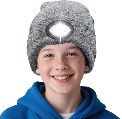 AWSOLAR Mütze mit LED Licht Kinder Erwachsener | Wiederaufladbare Mütze mit Licht Geschenke