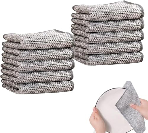 EHIOG 10 Piezas Paños de Alambre Multiusos, Paños de Cocina Metálicos, para húmedo y seco, paños de Limpieza Reutilizables, para paños de Cocina para sartén Olla Cocina