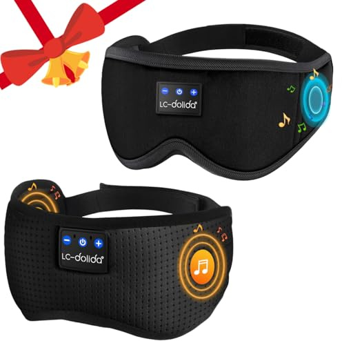 LC-dolida The Ultimate Relaxation kit - Bluetooth 3D Sleep Mask + Breathable Sleep Mask - 100% Total Blackout, Fully Adjustable, Zero Eye Pressure Eye Mask for Sleeping, Travels and Nap