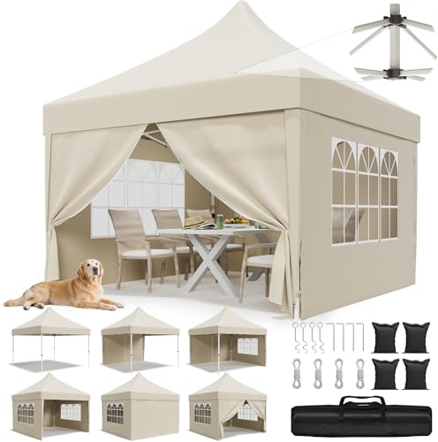 JUMMICO Tonnelle 3x3m Pliante +10cm Hauteur Intérieure - Beige