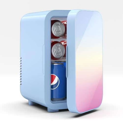 BEICHEN Mini Fridge 6 L/8 Can |Cooler & Warmer| AC/DC | for Bedrooms/Car | Ultra-Quiet <25dB,Thermoelectric Cooler & Warmer Small Fridge,Fits Drinks,Skincare,Breast milk,Snacks,for Home Office Travel